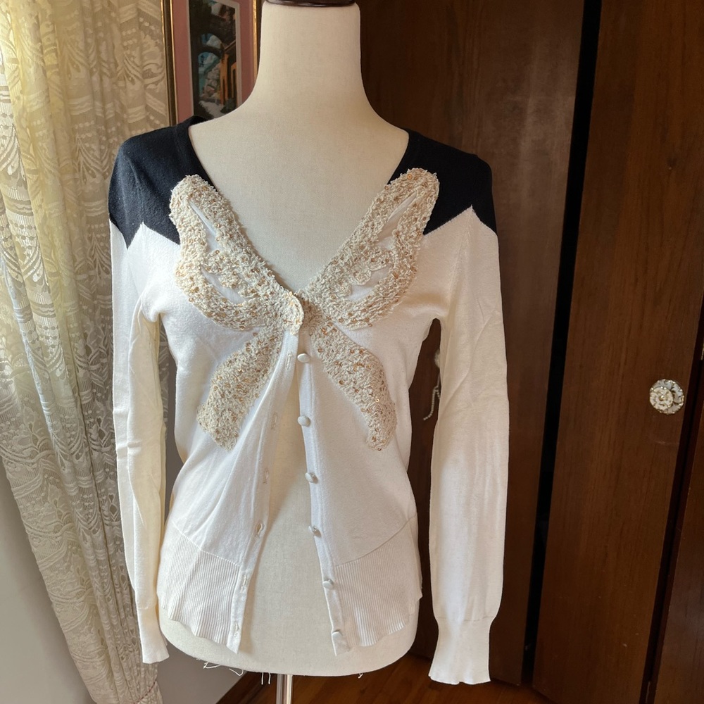 Anthropologie Moth Precious Bow Cardigan